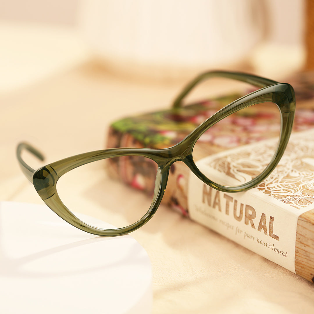 Andy Women's Green Cat Eye TR90 Prescription Eyeglasses
