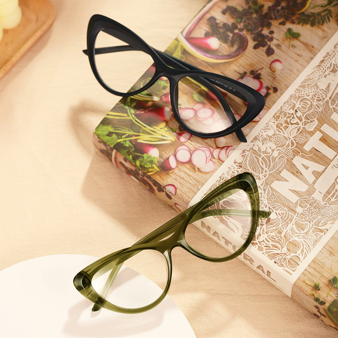 Andy Women's Green Cat Eye TR90 Prescription Eyeglasses