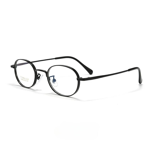 Astr Lightweight Oval Titanium Glasses with Blue Light Blocking Lenses