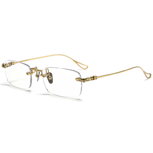 Sylus Gold Rectangle Metal Frames For Women's Eyeglasses