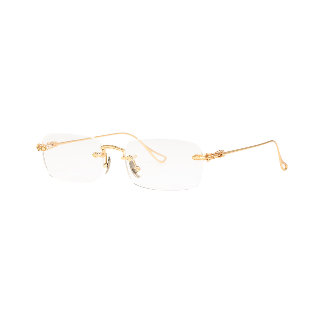 Sylus Gold Rectangle Metal Frames For Women's Eyeglasses