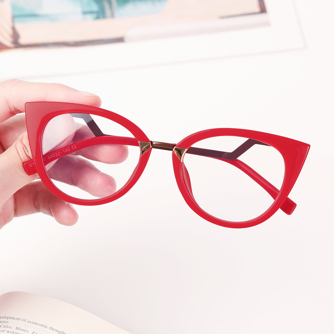 Rose Red Cat Eye Prescription Glasses Frames For Women