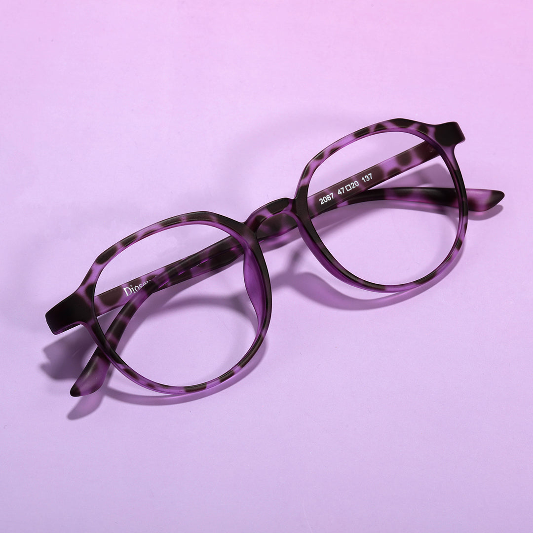 Hele Purple Tortoise Round TR90 Frames Glasses