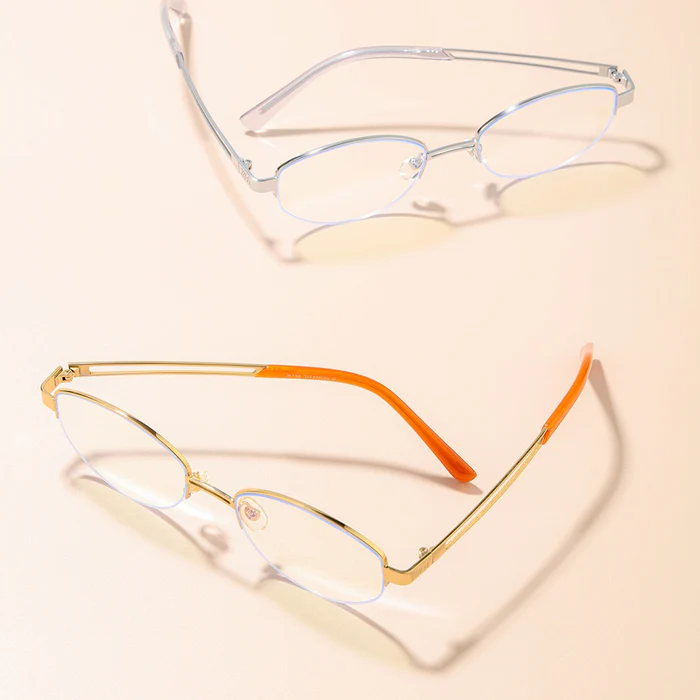 Vivacity Silver Oval Titanium Women's Prescription Transitions Lenses