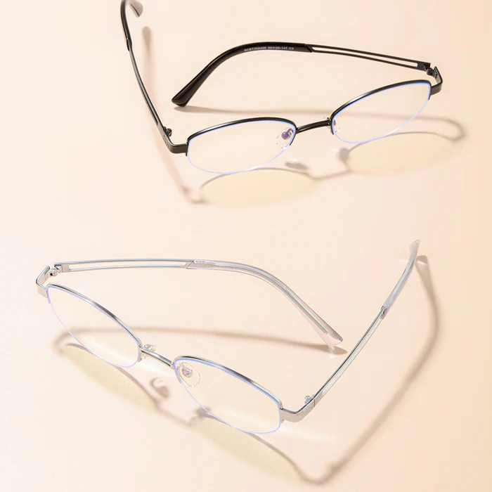 Vivacity Silver Oval Titanium Women's Prescription Transitions Lenses