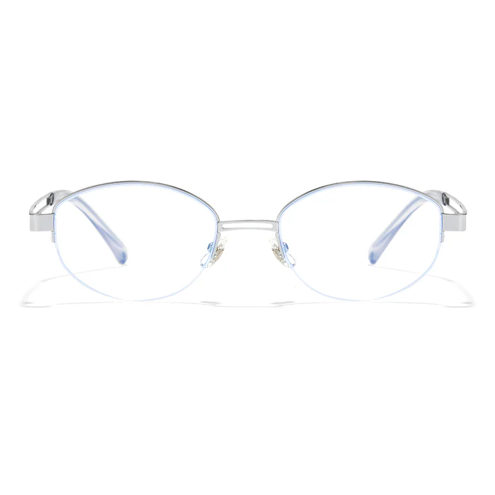 Vivacity Silver Oval Titanium Women's Prescription Transitions Lenses