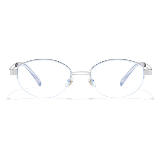 Vivacity Silver Oval Titanium Women's Prescription Transitions Lenses