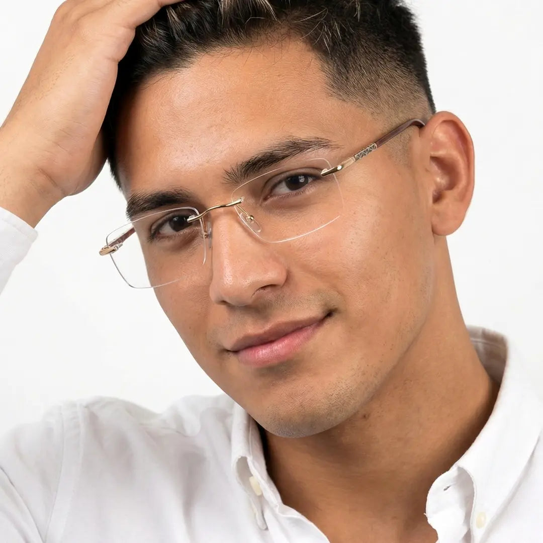 Giles Rimless Square Business Glasses with Minimalist Ultra Light Frame