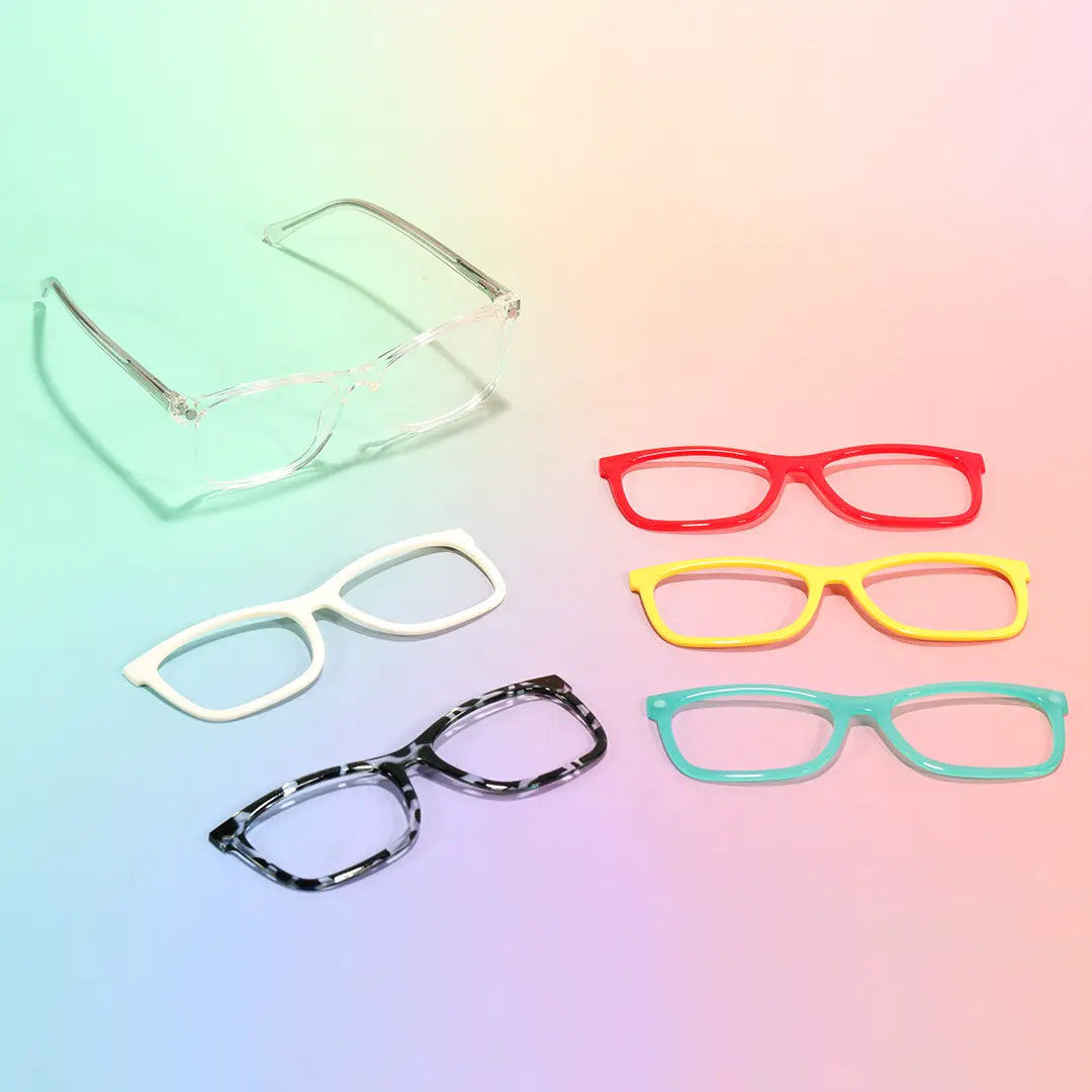Elisha Rectangle Magnetic Prescription Glasses with 5 Toppers