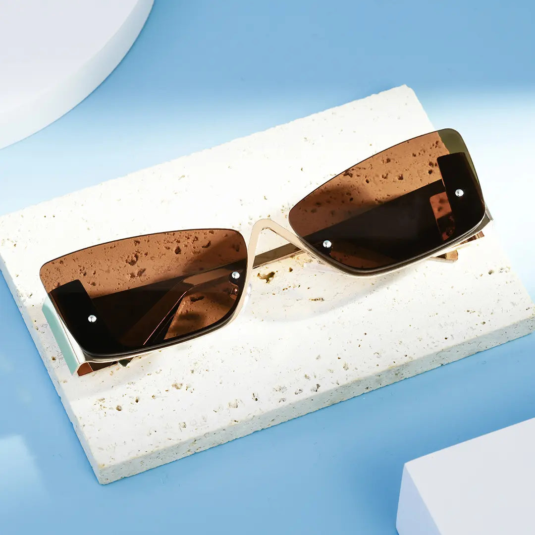 Bedia Half Rimless Sunglasses Geometric Polarized UV400 Protection