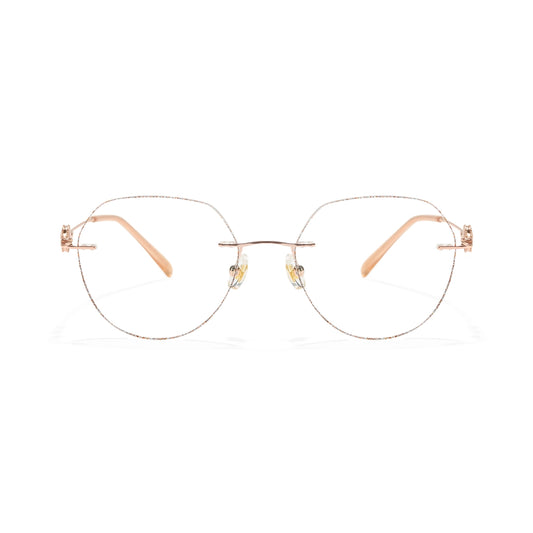 Hue Modern Polygon Rimless Eyeglasses with Bold Colorful Bead Details