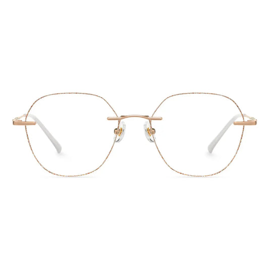 Bagle Geometric Rimless Glasses Gold Prescription Eyeglasses For Women