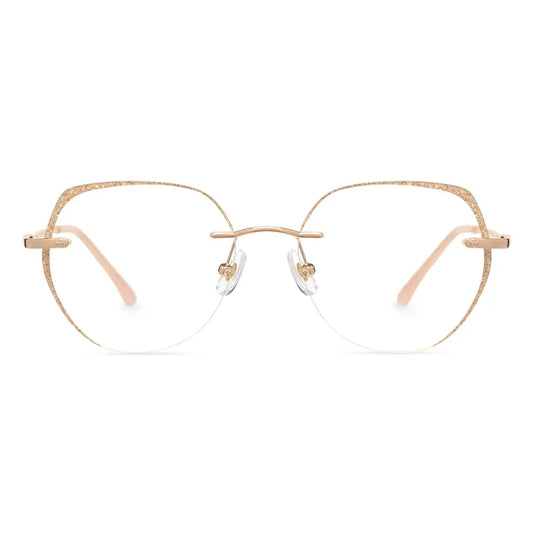 Haria Gold Rimless Eyeglasses Geometric Lightweight Glasses For Women