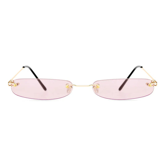 Heath Sleek Rectangle Sunglasses Rimless Pink Glasses With UV Protection