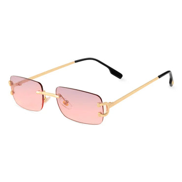 Shelby Pink Rimless Sunglasses Fashion Rectangle Women's Eyewear