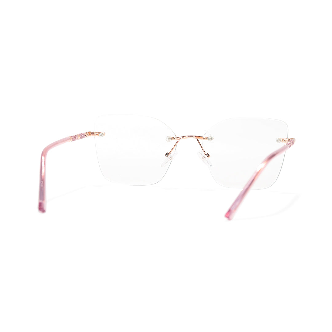 Martina Women Pink Rimless Square Cat Eye Glasses with Sparkling Glitter