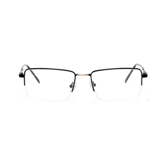 Damian Metal Semi-Rim Glasses Rectangle Eyeglasses With Blue Light Blocking