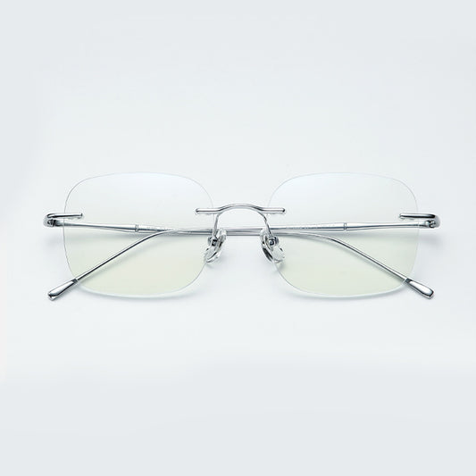 Liora Rectangle Rimless Glasses With Bamboo-Inspired Metal Temple Design