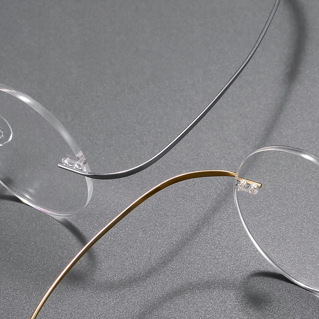Darcy Titanium Gold Glasses Round Rimless Glasses Prescription Glasses