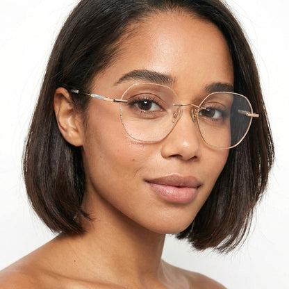 Bagle Geometric Rimless Glasses Gold Prescription Eyeglasses For Women