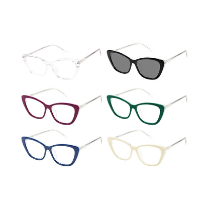 Aurelia Cat Eye Magnetic Prescription Glasses with 5 Toppers
