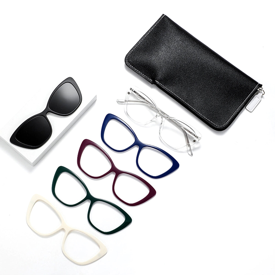 Aurelia Cat Eye Magnetic Prescription Glasses with 5 Toppers