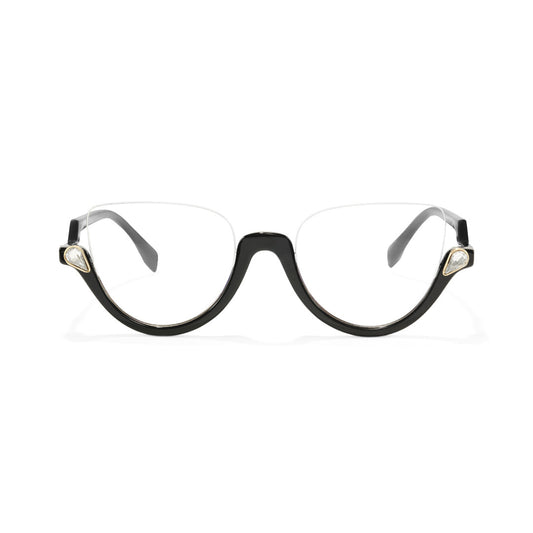 Clove TR90 Black Cat Eye Half-Rim Glasses With Prescription Lenses