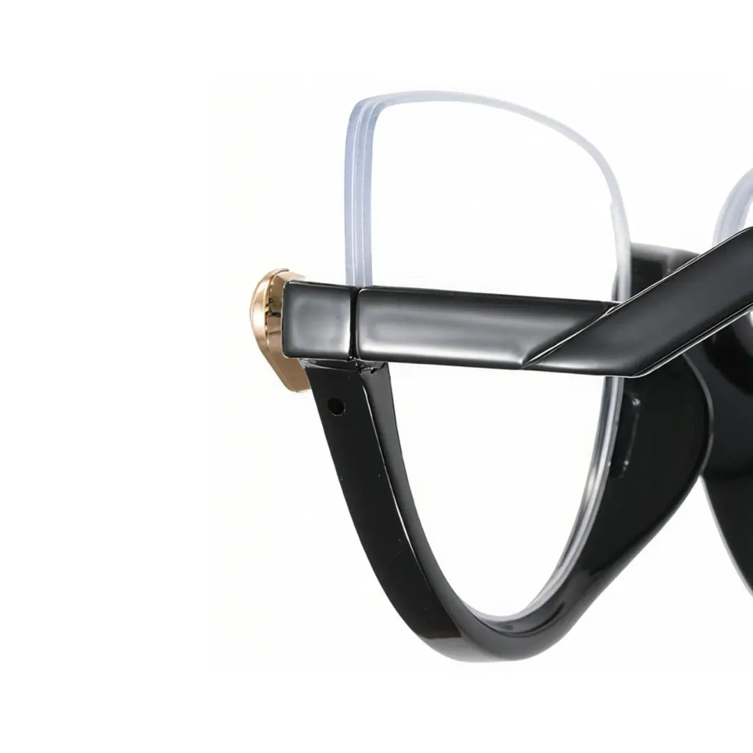 Clove TR90 Black Cat Eye Half-Rim Glasses With Prescription Lenses