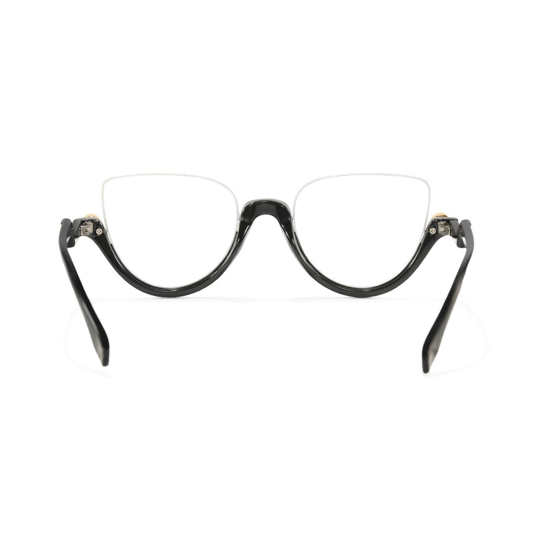 Clove TR90 Black Cat Eye Half-Rim Glasses With Prescription Lenses