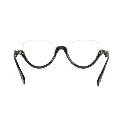 Clove TR90 Black Cat Eye Half-Rim Glasses With Prescription Lenses