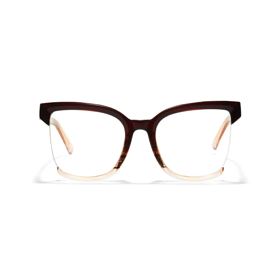 Cery Tortoise Cat Eye Half-Rim Glasses TR90 Square Prescription Eyewear