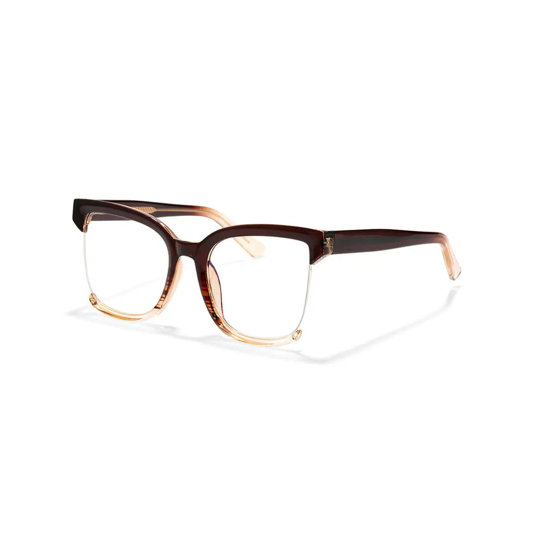 Cery Tortoise Cat Eye Half-Rim Glasses TR90 Square Prescription Eyewear