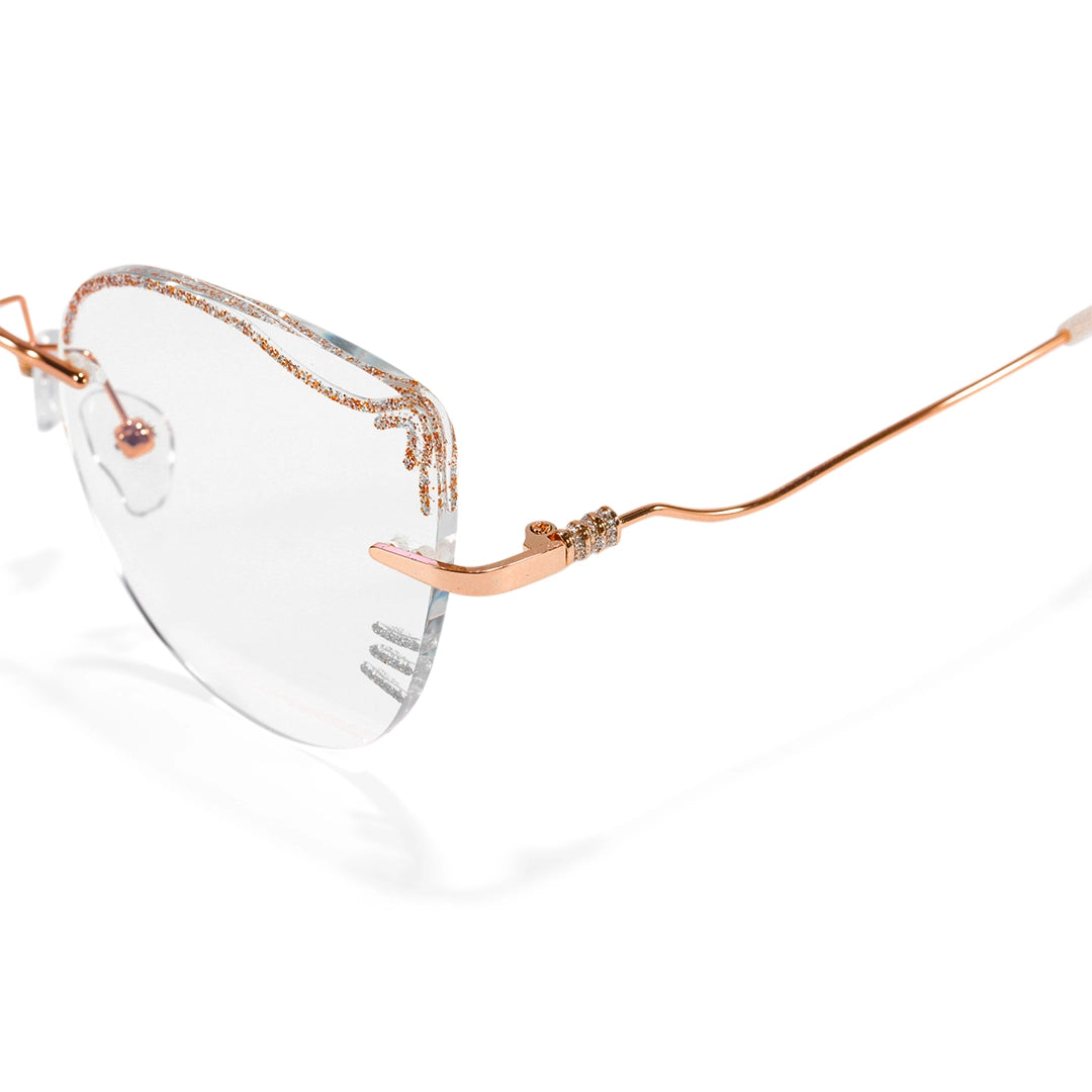 Kitty Cute Cat Eye Prescription Rimless Glasses with Blue Light Blocking