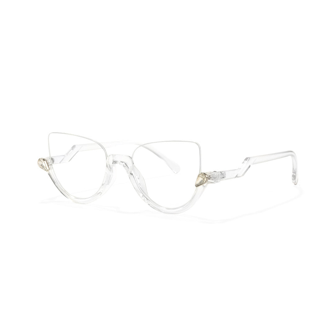 Clove TR90 Black Cat Eye Half-Rim Glasses With Prescription Lenses