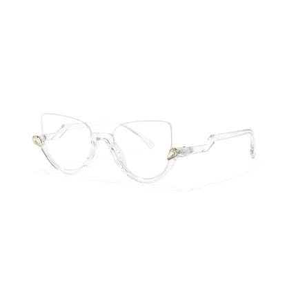 Clove TR90 Black Cat Eye Half-Rim Glasses With Prescription Lenses