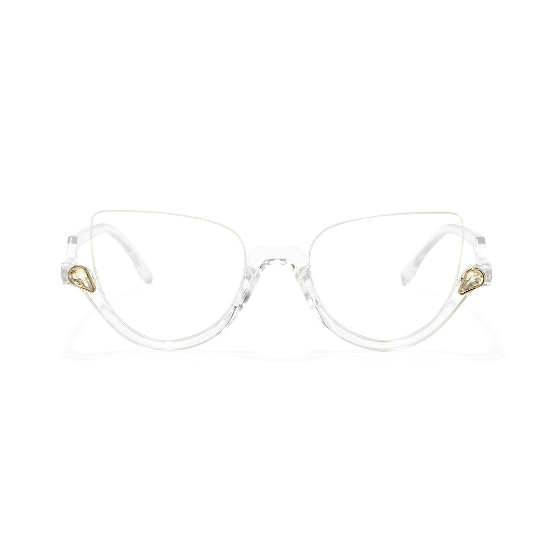Clove TR90 Black Cat Eye Half-Rim Glasses With Prescription Lenses