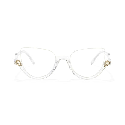 Clove TR90 Black Cat Eye Half-Rim Glasses With Prescription Lenses