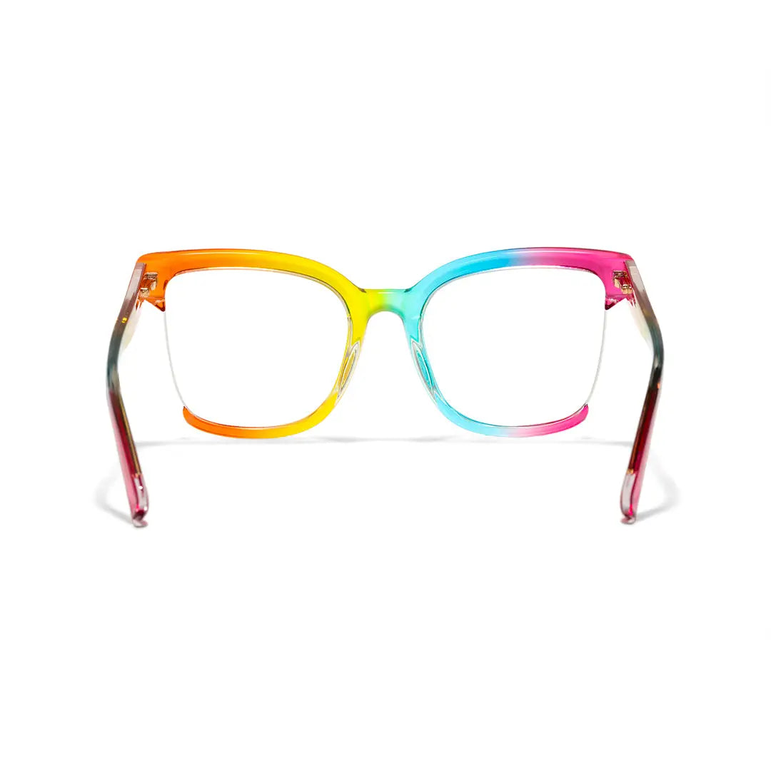 Cery Tortoise Cat Eye Half-Rim Glasses TR90 Square Prescription Eyewear