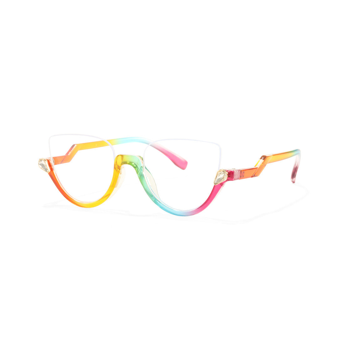 Clove TR90 Black Cat Eye Half-Rim Glasses With Prescription Lenses