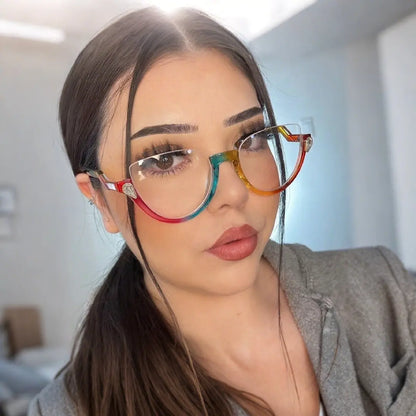 Clove TR90 Black Cat Eye Half-Rim Glasses With Prescription Lenses