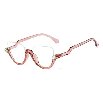 Clove TR90 Black Cat Eye Half-Rim Glasses With Prescription Lenses