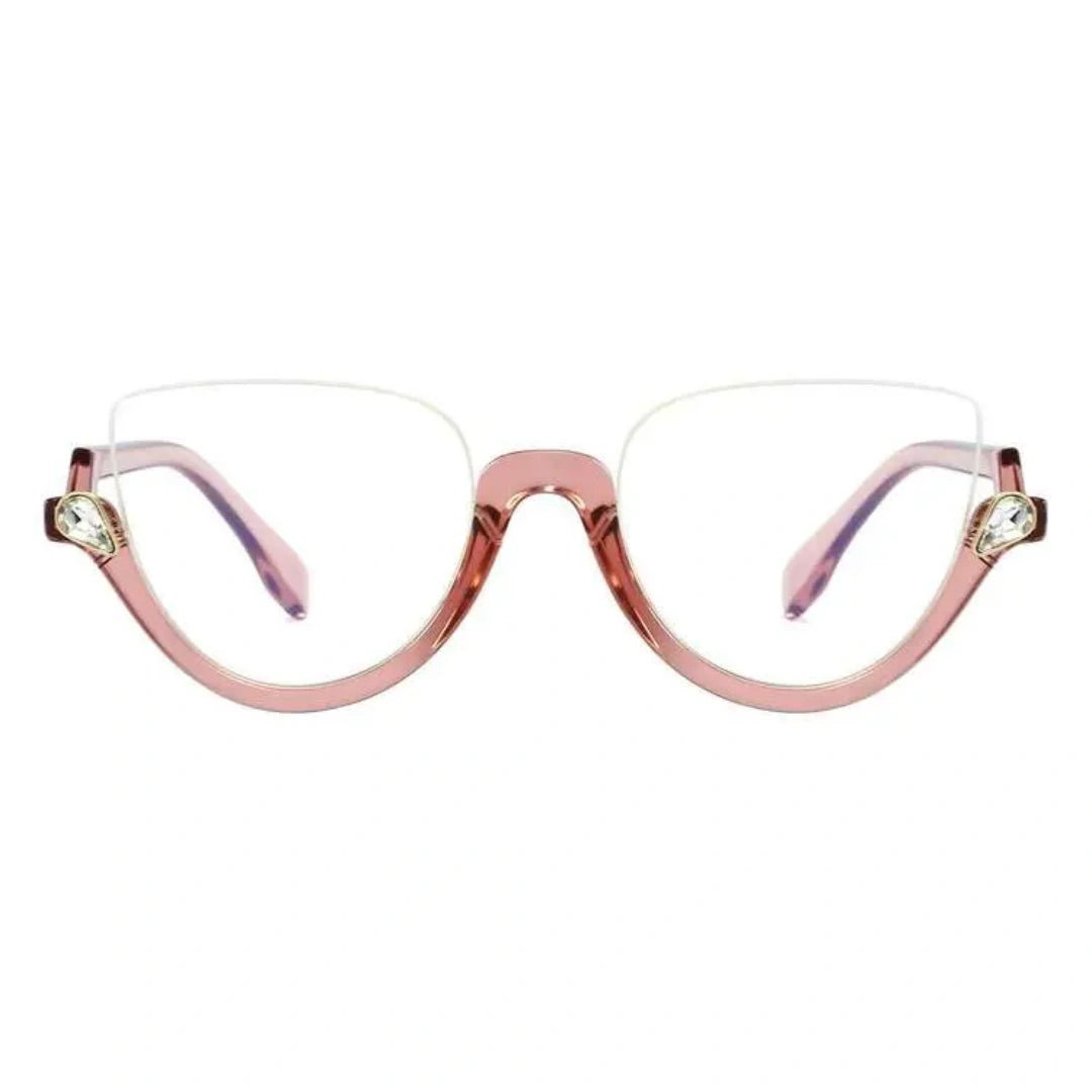 Clove TR90 Black Cat Eye Half-Rim Glasses With Prescription Lenses