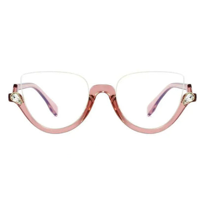 Clove TR90 Black Cat Eye Half-Rim Glasses With Prescription Lenses