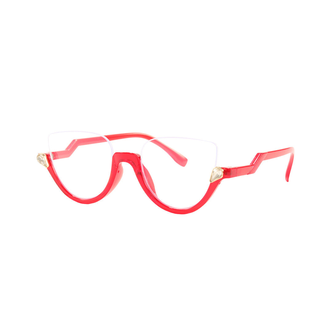 Clove TR90 Black Cat Eye Half-Rim Glasses With Prescription Lenses