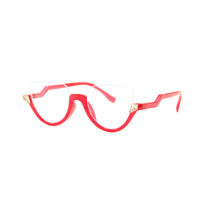 Clove TR90 Black Cat Eye Half-Rim Glasses With Prescription Lenses