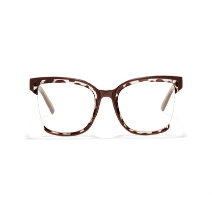 Cery Tortoise Cat Eye Half-Rim Glasses TR90 Square Prescription Eyewear
