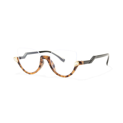 Clove TR90 Black Cat Eye Half-Rim Glasses With Prescription Lenses