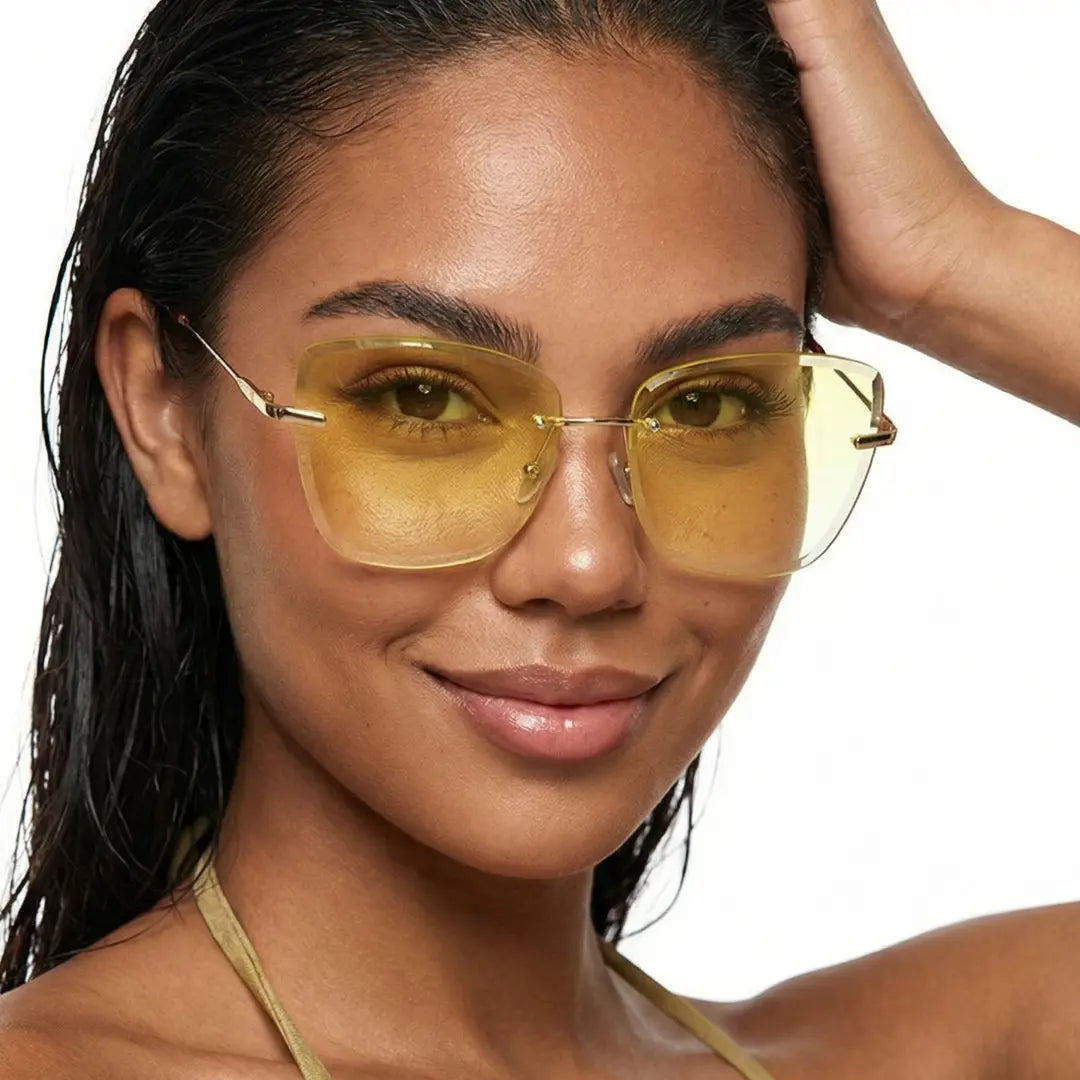 Paula Lightweight Rimless Cat Eye Sunglasses In Multiple Colors