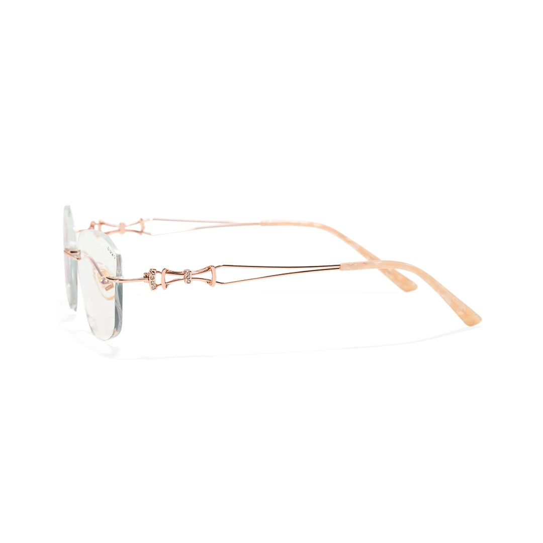 Opal Asymmetrical Cat Eye Rimless Prescription Glasses for Women With Rhinestones