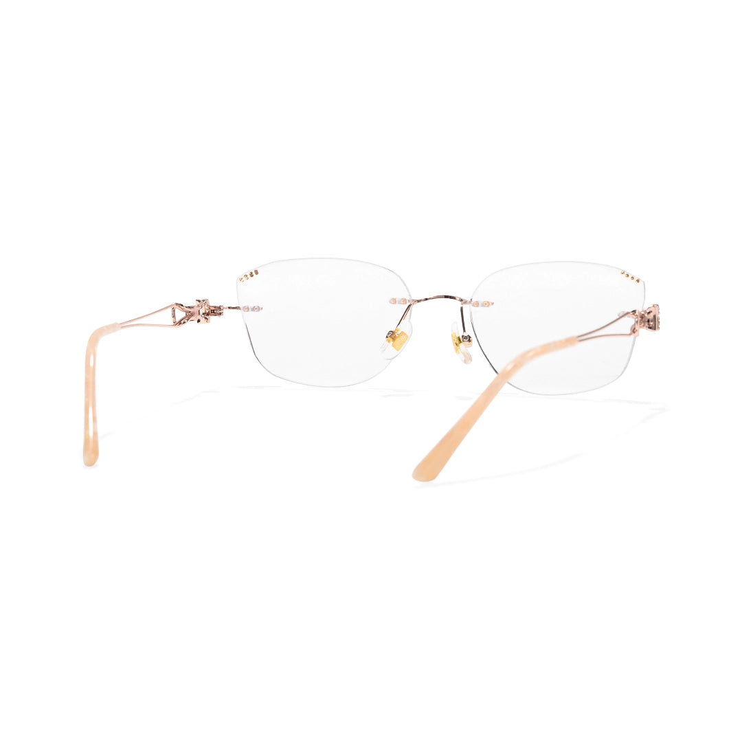 Opal Asymmetrical Cat Eye Rimless Prescription Glasses for Women With Rhinestones